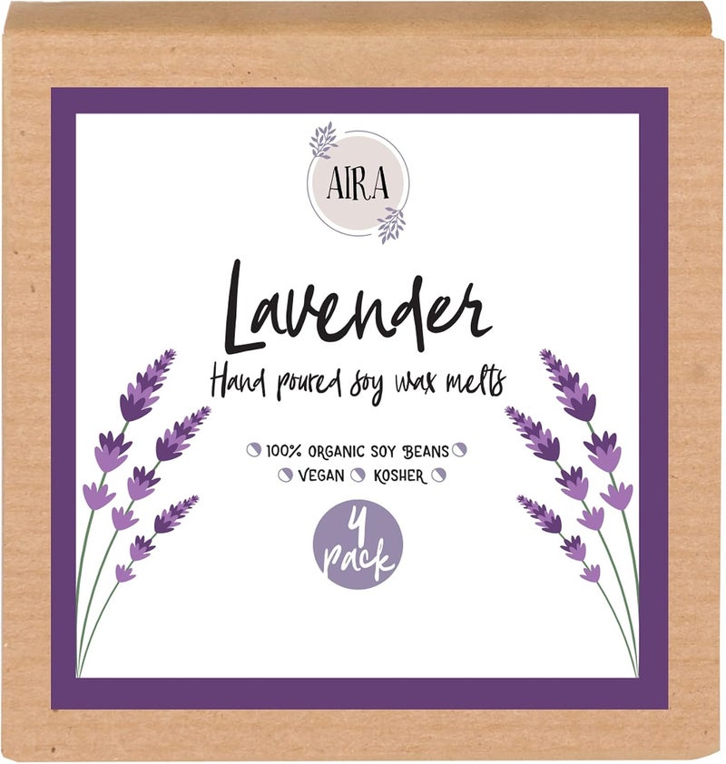Aira Soy Wax Melt - Organic, Vegan, Kosher, Scented Soy Wax Cubes w/Essential Oil Blends - No Chemical 100% Soy Tart for Electric/Tealight Melters - Hand-Poured Soy Tarts - Lavender - 4 Pack - Image 3