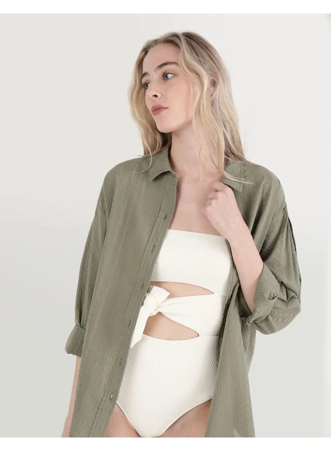 آري من امريكان ايجل Aerie Seersucker Cover Up Shirt