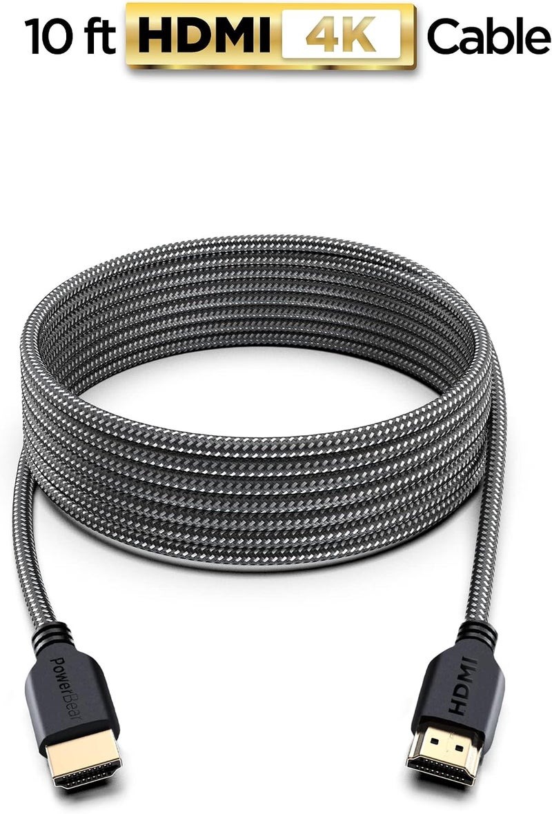 PowerBear 4K HDMI Cable 10 ft [2 Pack] High Speed, Braided Nylon & Gold Connectors, 4K @ 60Hz, Ultra HD, 2K, 1080P, ARC & CL3 Rated | for Laptop, Monitor, PS5, PS4, Xbox One, Fire TV, Apple TV & More - Image 2