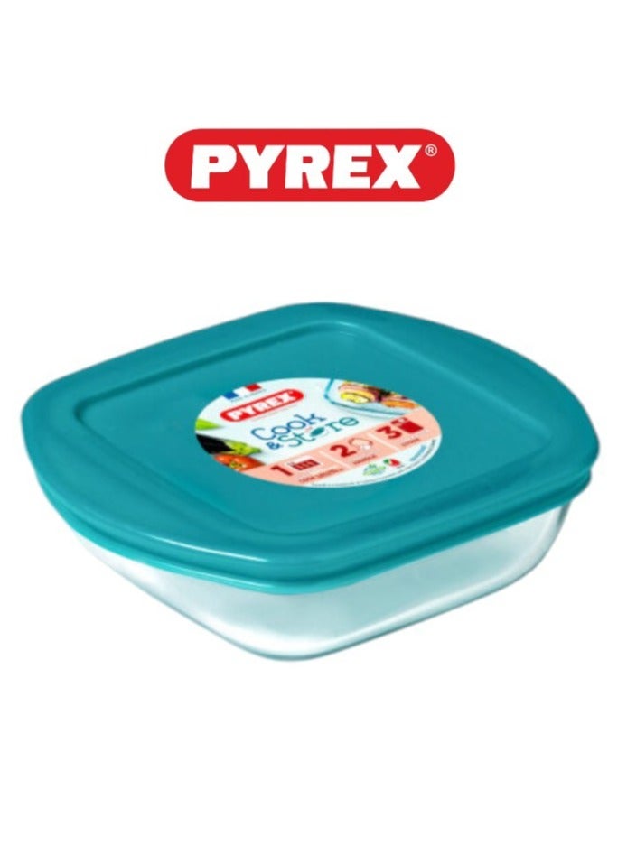 Pyrex Cook & Store Squared Roaster with Lid - 0.35L Capacity for Versatile Cooking and Storing Green 0.35Liters - Image 1