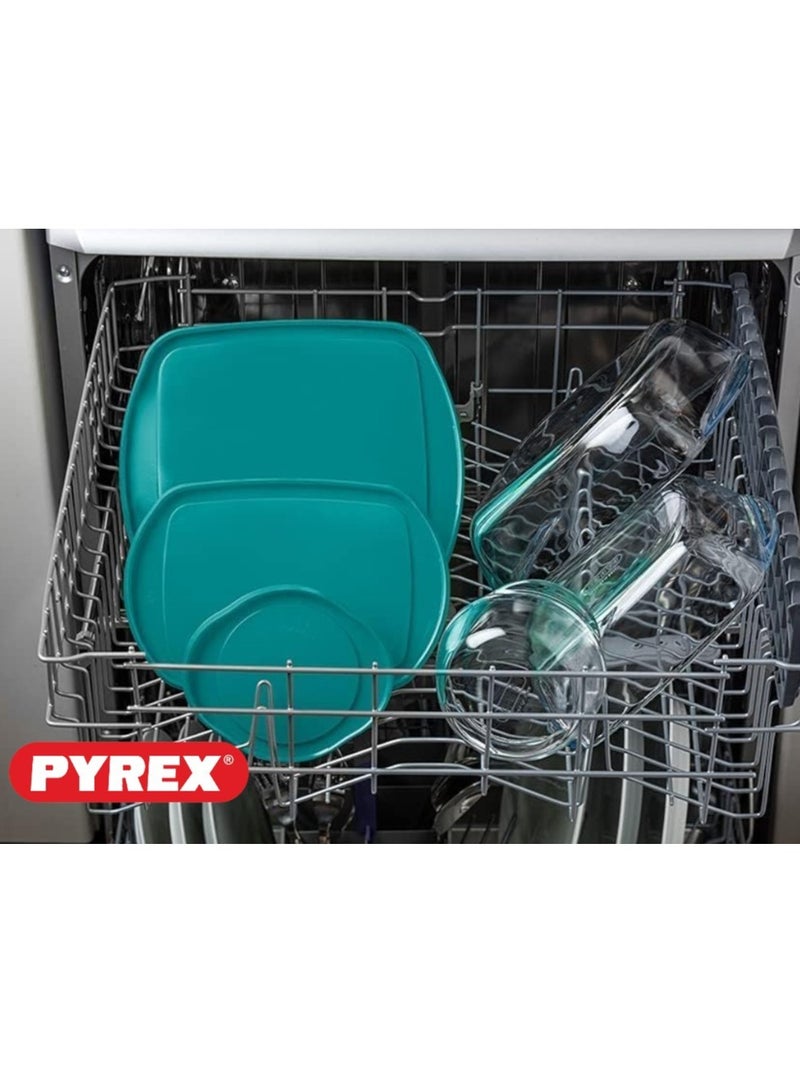 Pyrex Cook & Store Squared Roaster with Lid - 0.35L Capacity for Versatile Cooking and Storing Green 0.35Liters - Image 5