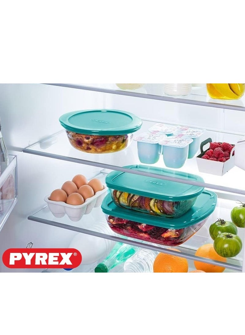 Pyrex Cook & Store Squared Roaster with Lid - 0.35L Capacity for Versatile Cooking and Storing Green 0.35Liters - Image 4