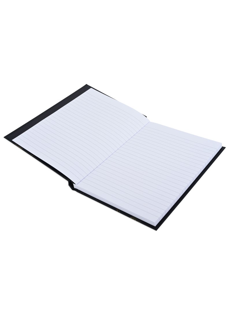 FIS® Notebook Hard Cover, A5 Size(14.8x21cm), 2 Quire, 192 Pages, 96 Sheets, Single Line Ruling, Golden/Black, Packet of 5 Pieces, Design 6 - FSNBHCA5GLBKD06 - Image 2