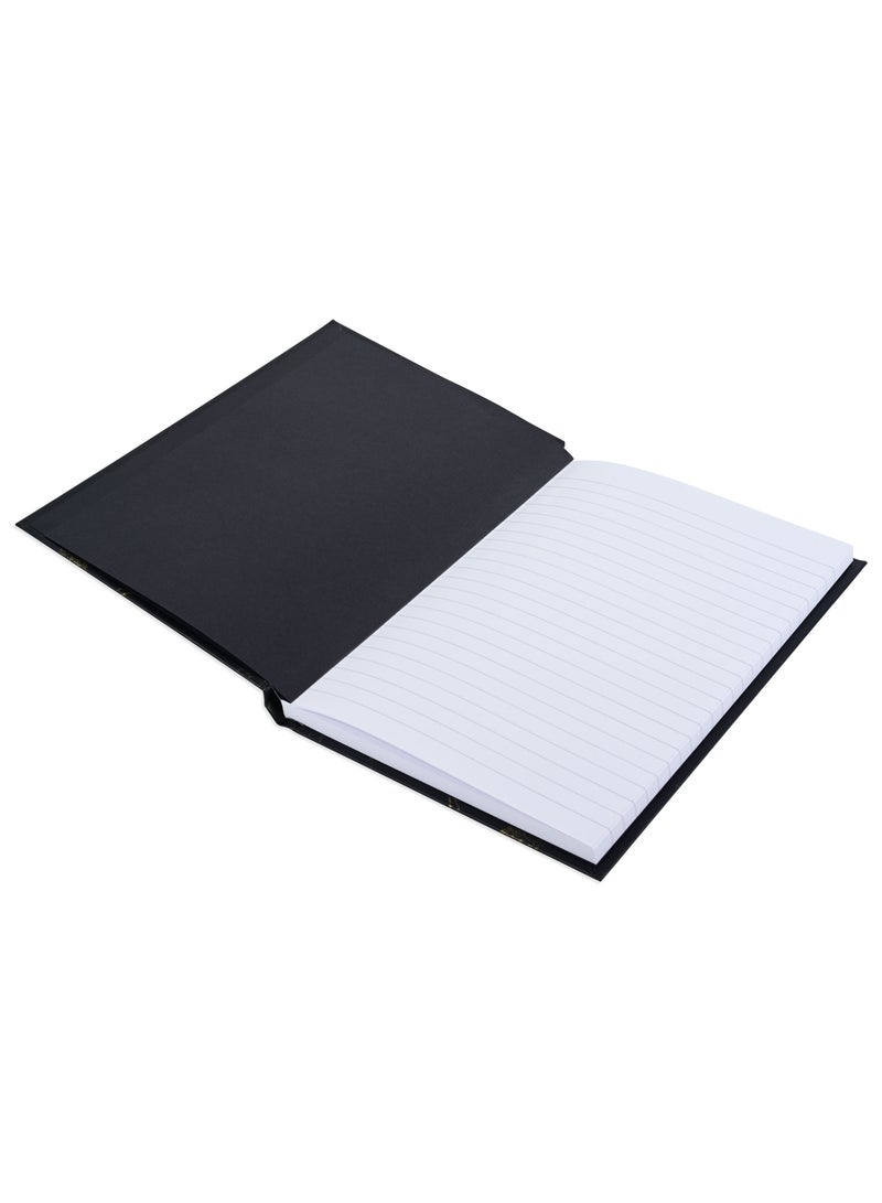 FIS® Notebook Hard Cover, A5 Size(14.8x21cm), 2 Quire, 192 Pages, 96 Sheets, Single Line Ruling, Golden/Black, Packet of 5 Pieces, Design 6 - FSNBHCA5GLBKD06 - Image 5