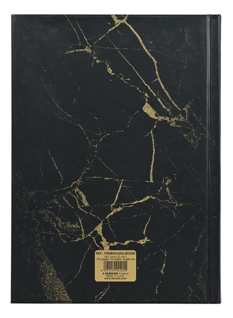 FIS® Notebook Hard Cover, A5 Size(14.8x21cm), 2 Quire, 192 Pages, 96 Sheets, Single Line Ruling, Golden/Black, Packet of 5 Pieces, Design 6 - FSNBHCA5GLBKD06 - Image 4