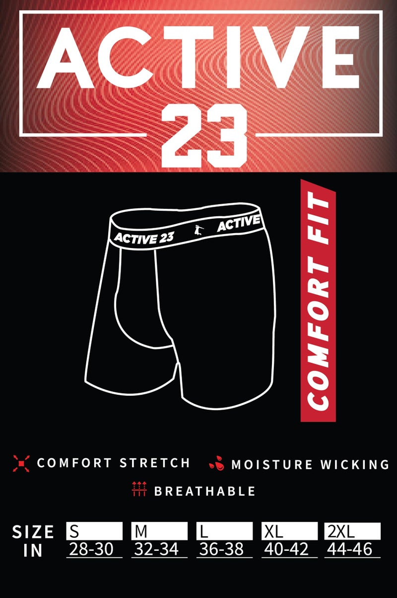 Active 23 Mens Multipack Dry Fit Performance Boxer Briefs for Men, Cooling Moisture Wicking Athletic Support Underwear - Image 2