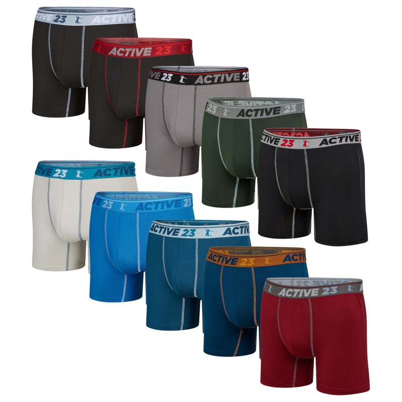 Active 23 Mens Multipack Dry Fit Performance Boxer Briefs for Men, Cooling Moisture Wicking Athletic Support Underwear - Image 1