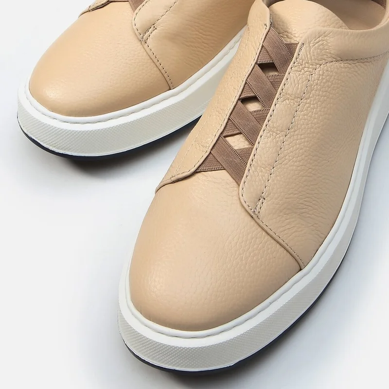 Hotiç 02Ayh287770A310 Khaki Leather Beige Men's Casual Shoes