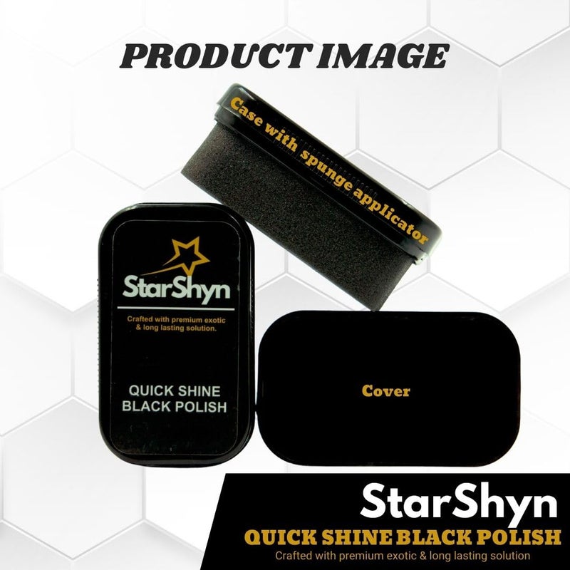 StarShyn Quick Shine | Shoe Shining Black Sponge | Instant shoe shiner for Leather Shoes | 60 gm X 2 | Instant Shine & Protection from Dirt & Dust | Easy-to-Use Instant Shoe Shine - Image 3