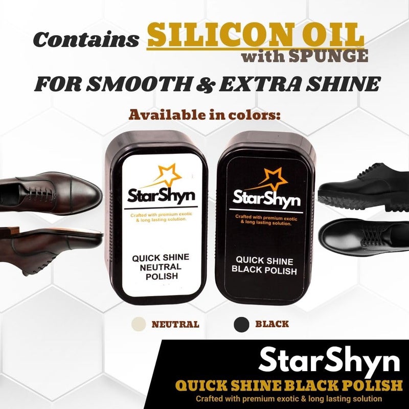 StarShyn Quick Shine | Shoe Shining Black Sponge | Instant shoe shiner for Leather Shoes | 60 gm X 2 | Instant Shine & Protection from Dirt & Dust | Easy-to-Use Instant Shoe Shine - Image 5