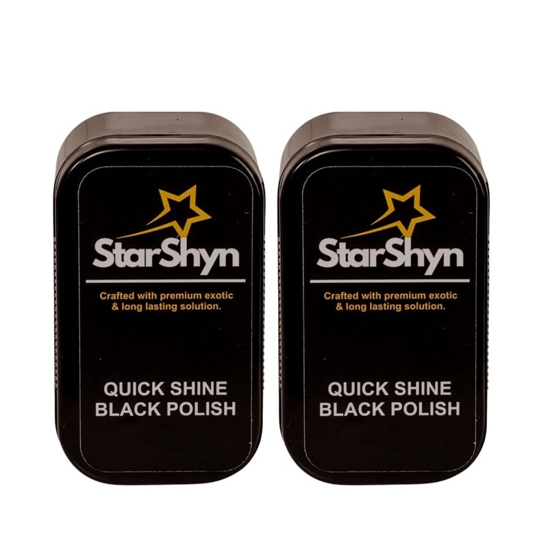 StarShyn Quick Shine | Shoe Shining Black Sponge | Instant shoe shiner for Leather Shoes | 60 gm X 2 | Instant Shine & Protection from Dirt & Dust | Easy-to-Use Instant Shoe Shine - Image 1