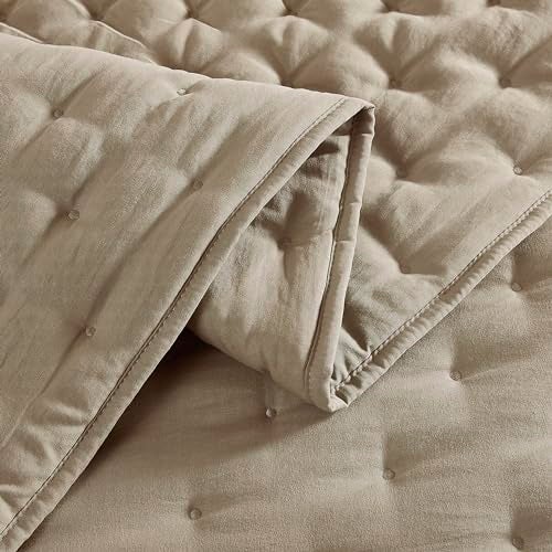WDCOZY Beige Cloud California Cal King Size Quilt Bedding Sets with Pillow Shams, Oversized Tan Lightweight Bedspread Coverlet, Taupe Camel Soft Cute Bed Cover for All Season - Image 5