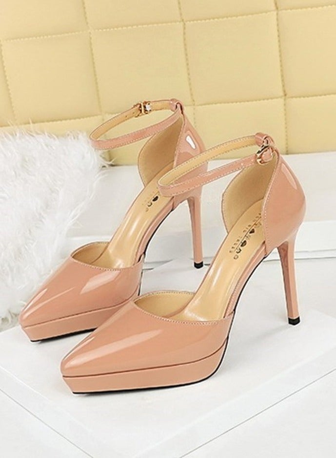 BIGTREE Women's Elegant Platform Stiletto Pumps Closed Pointed Toe High Heels Nude Color 10.5CM - Image 1