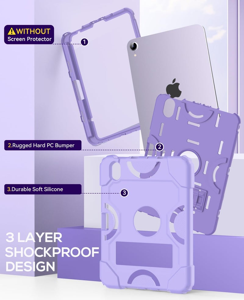 Cantis Case for iPad mini 7 A17 Pro 2024/ iPad mini 6 2021 8.3 Inch, Heavy Duty Shockproof Cover for iPad mini 7th/ 6th Generation 8.3" with Pencil Holder, Purple+Purple - Image 4
