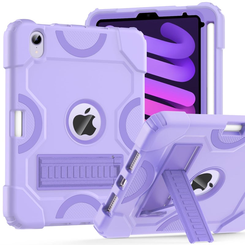 Cantis Case for iPad mini 7 A17 Pro 2024/ iPad mini 6 2021 8.3 Inch, Heavy Duty Shockproof Cover for iPad mini 7th/ 6th Generation 8.3" with Pencil Holder, Purple+Purple - Image 1