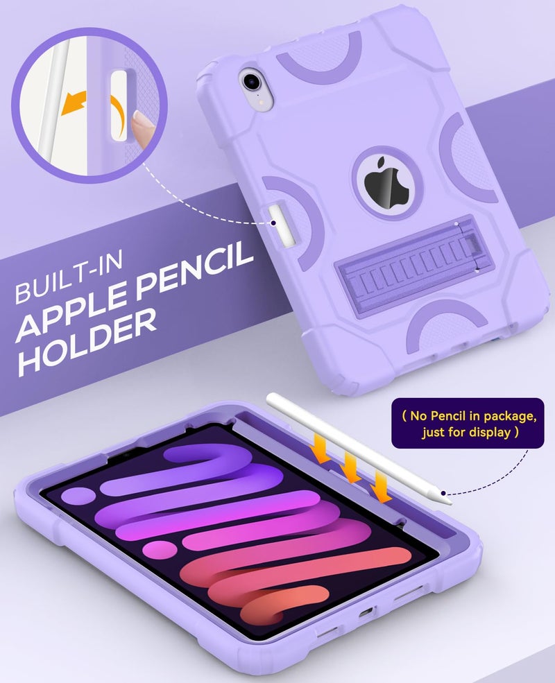 Cantis Case for iPad mini 7 A17 Pro 2024/ iPad mini 6 2021 8.3 Inch, Heavy Duty Shockproof Cover for iPad mini 7th/ 6th Generation 8.3" with Pencil Holder, Purple+Purple - Image 5