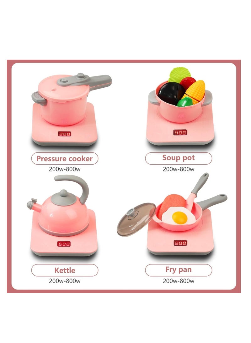 Womdee 54Pcs Kids Kitchen Toy Accessories Pretend Food Cooking Kitchen Playset Toys with Induction Cooktop ,Pots Pans ,Cutting Play Food  - Image 4
