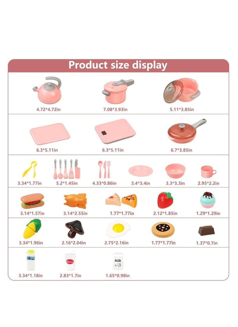 Womdee 54Pcs Kids Kitchen Toy Accessories Pretend Food Cooking Kitchen Playset Toys with Induction Cooktop ,Pots Pans ,Cutting Play Food  - Image 5