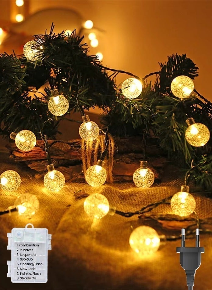 MODI 30 Meter 180LED Indoor & Outdoor Warm Color Ball String Ramadan Lights with 8 Lighting Modes - Black Wire, 12W IP44 Waterproof Warm White Crystal  – Eid, Christmas, Newyear, Diwali Decor Lights - Image 3