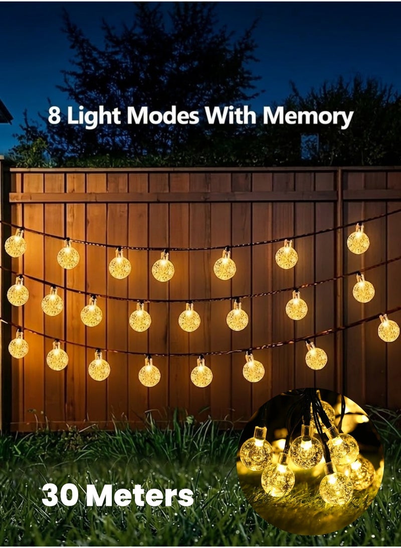 MODI 30 Meter 180LED Indoor & Outdoor Warm Color Ball String Ramadan Lights with 8 Lighting Modes - Black Wire, 12W IP44 Waterproof Warm White Crystal  – Eid, Christmas, Newyear, Diwali Decor Lights - Image 2