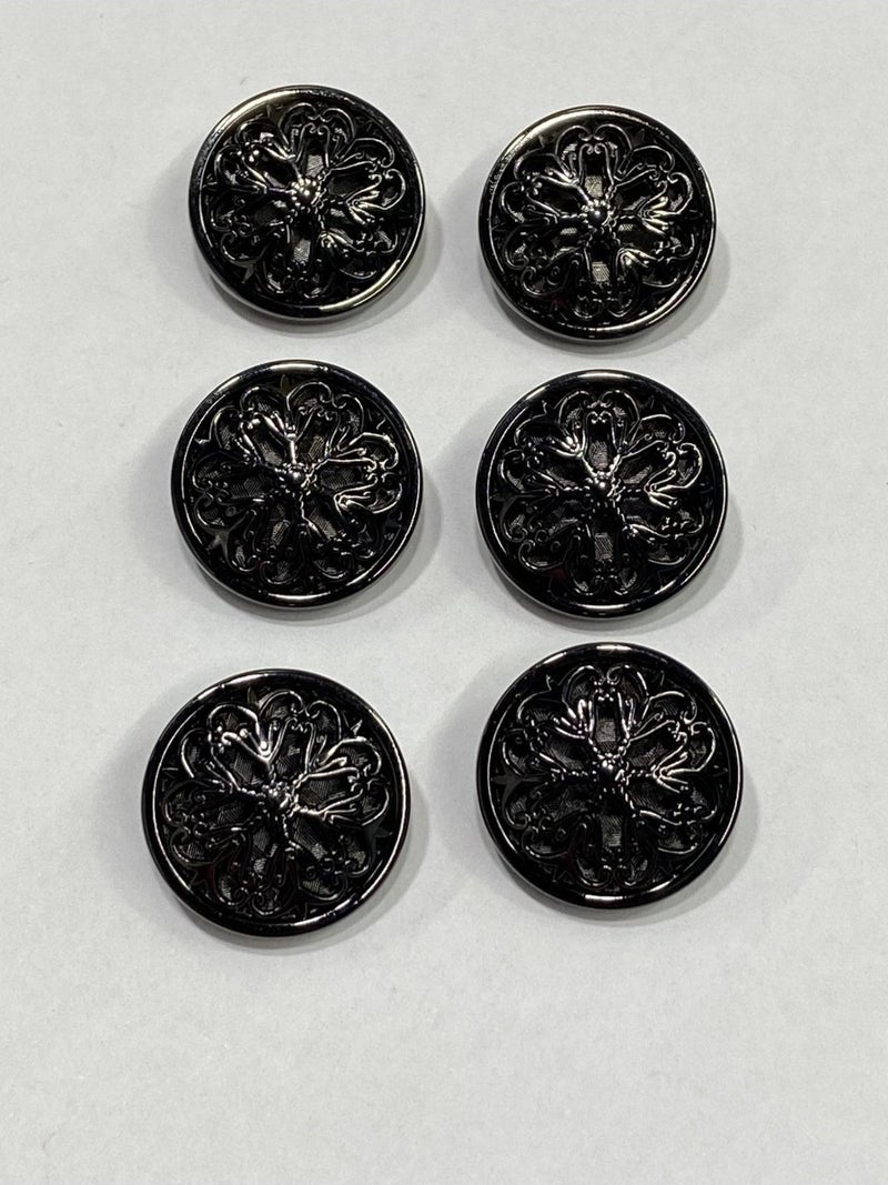 Karan Tuhafiye Karan Haberdashery Coat Topcoat Button Design Button Special Coated Button Black Set of 6 - Image 2