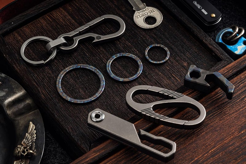 KeyUnity KA02HF Flat Titanium Key Rings, 33/25/17.5 mm Side Pressure Split Ring for Key Carabiner, Torch, Knife, Dog Collar Brand (1L + 1M + 1S) (Medium) - Image 5