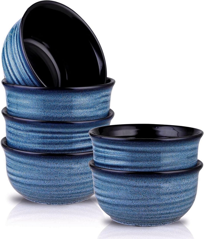 Hasense Cereal Bowl Set of 6 20 Ounces Ceramic Soup Bowls Set for Kitchen Suit for Cereal Soup Rice Pasta Salad Oatmeal Microwave and Dishwasher SafeBlue - Image 1