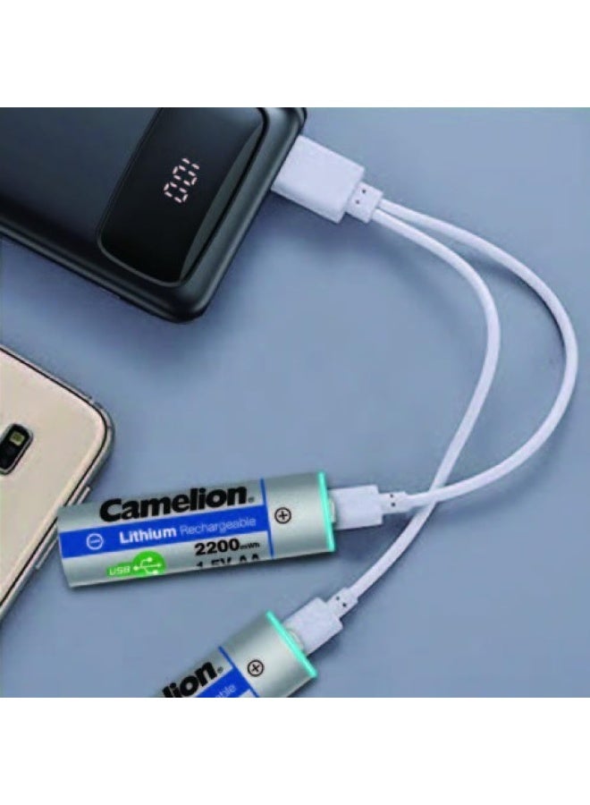 Camelion Camelion Rechargeable Lithium AAA Batteries 1.5V Li-AAA650mWh – High Performance with Type-C Fast Charging (Pack of 2) - Image 3