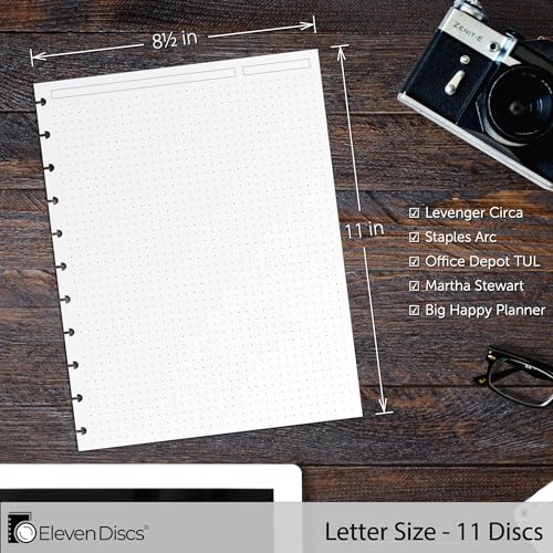 Eleven Discs Discbound Paper, Letter Size Dot Grid Sheets - Premium 120gsm Heavyweight Notebook & Planner Refills - 11 Discs, 8.5 x 11 in - Punched for Circa, Arc, TUL (40 Sheets) - Image 4