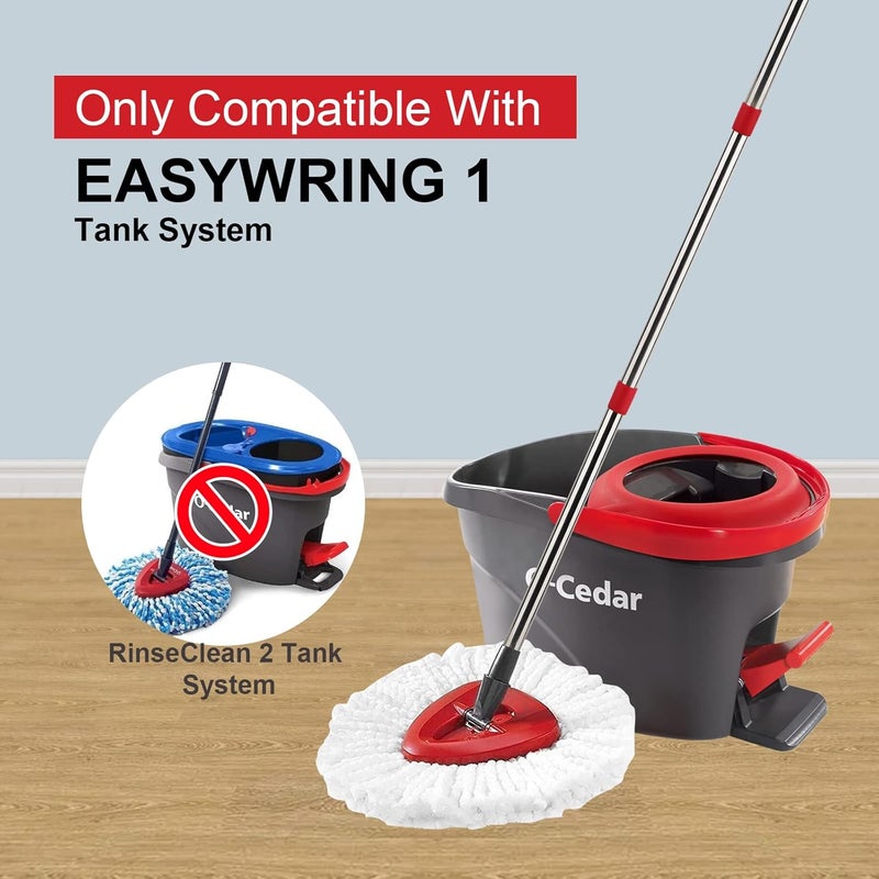 BeiLan Spin Mop Replacement Head with 1 Rotating Mop Base and 1 Handle - EasyWring Mop Refills with Handle Compatible with Triangle Spin Mop,Microfiber Spin Mops for Floor Cleaning - Image 2