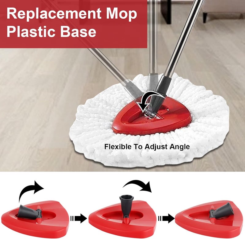BeiLan Spin Mop Replacement Head with 1 Rotating Mop Base and 1 Handle - EasyWring Mop Refills with Handle Compatible with Triangle Spin Mop,Microfiber Spin Mops for Floor Cleaning - Image 5