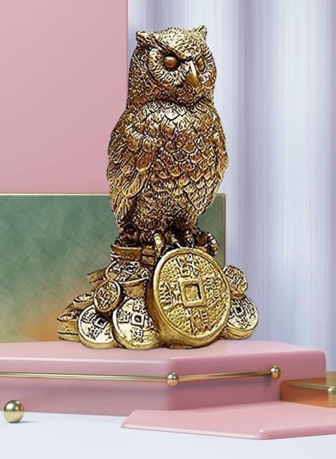 INARA Creation Owl Statue/Idol/Showpiece for Good Luck and Prosperity Showpiece for Car Dashboard and Home Decor (Gold), 6 cm, 5 cm - Image 2