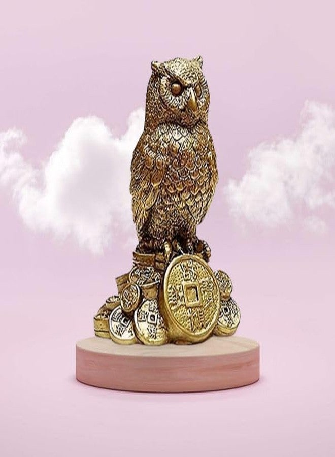 INARA Creation Owl Statue/Idol/Showpiece for Good Luck and Prosperity Showpiece for Car Dashboard and Home Decor (Gold), 6 cm, 5 cm - Image 4