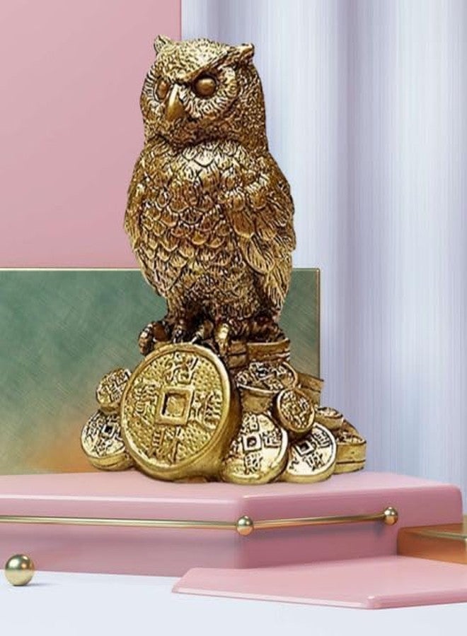 INARA Creation Owl Statue/Idol/Showpiece for Good Luck and Prosperity Showpiece for Car Dashboard and Home Decor (Gold), 6 cm, 5 cm - Image 3