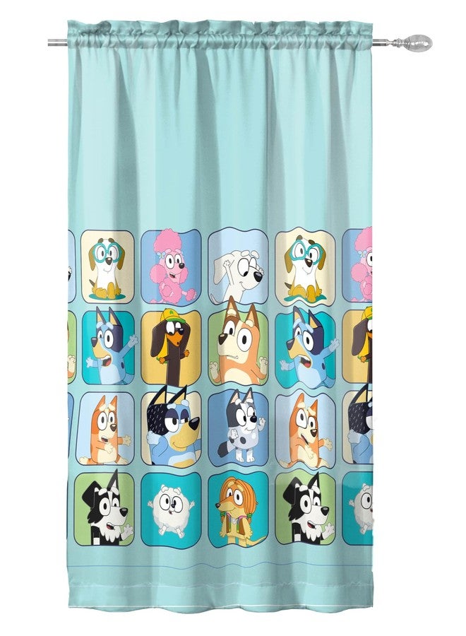 Sunny Side Up Window Curtains for Kids Bedroom 4-Piece Drape Set with 2 Tiebacks, Teal - Bluey, 42" W x 63" L (Pack of 2) - Image 3