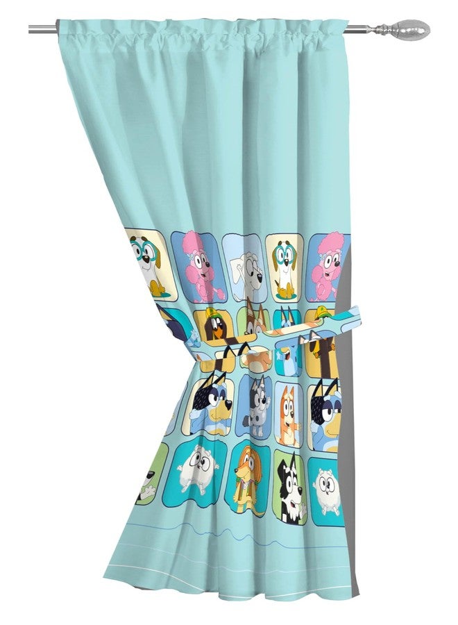 Sunny Side Up Window Curtains for Kids Bedroom 4-Piece Drape Set with 2 Tiebacks, Teal - Bluey, 42" W x 63" L (Pack of 2) - Image 4