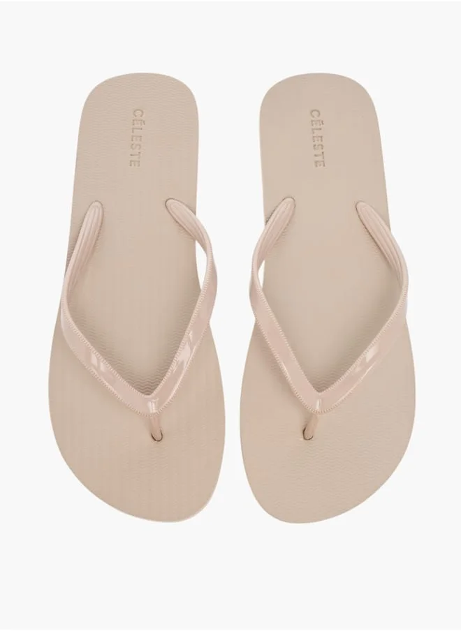 سيليست Womens Textured Slip-On Thong Slippers