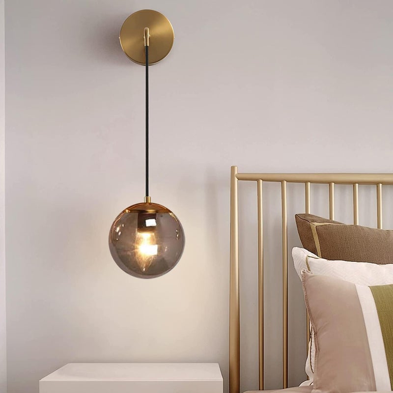 kinis Metal Wall Lamp In Hanging Style Wall Sconces Bedside Wall Lamp Wall Light With Classy Head Black Shade For Living Room Bulb Not Included - Image 1