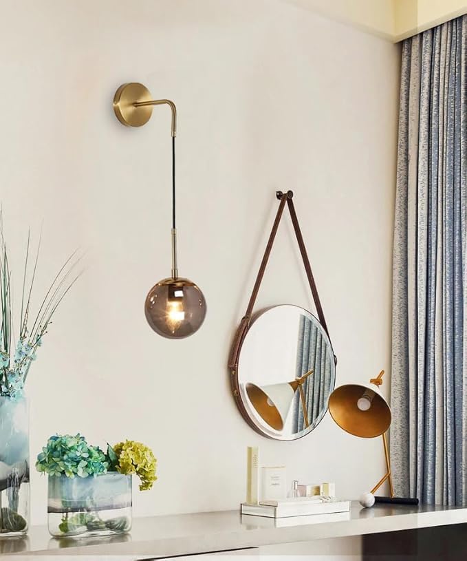 kinis Metal Wall Lamp In Hanging Style Wall Sconces Bedside Wall Lamp Wall Light With Classy Head Black Shade For Living Room Bulb Not Included - Image 4