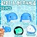 RoundFunny 30 Pcs Whale Rubber Bath Toys Glow in The Dark Mini Sea Animal Blue Squeezable Squeak Toys for Beach Pool Shower Play Floating Favors Carnival Decoration - Image 4