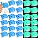 RoundFunny 30 Pcs Whale Rubber Bath Toys Glow in The Dark Mini Sea Animal Blue Squeezable Squeak Toys for Beach Pool Shower Play Floating Favors Carnival Decoration - Image 2