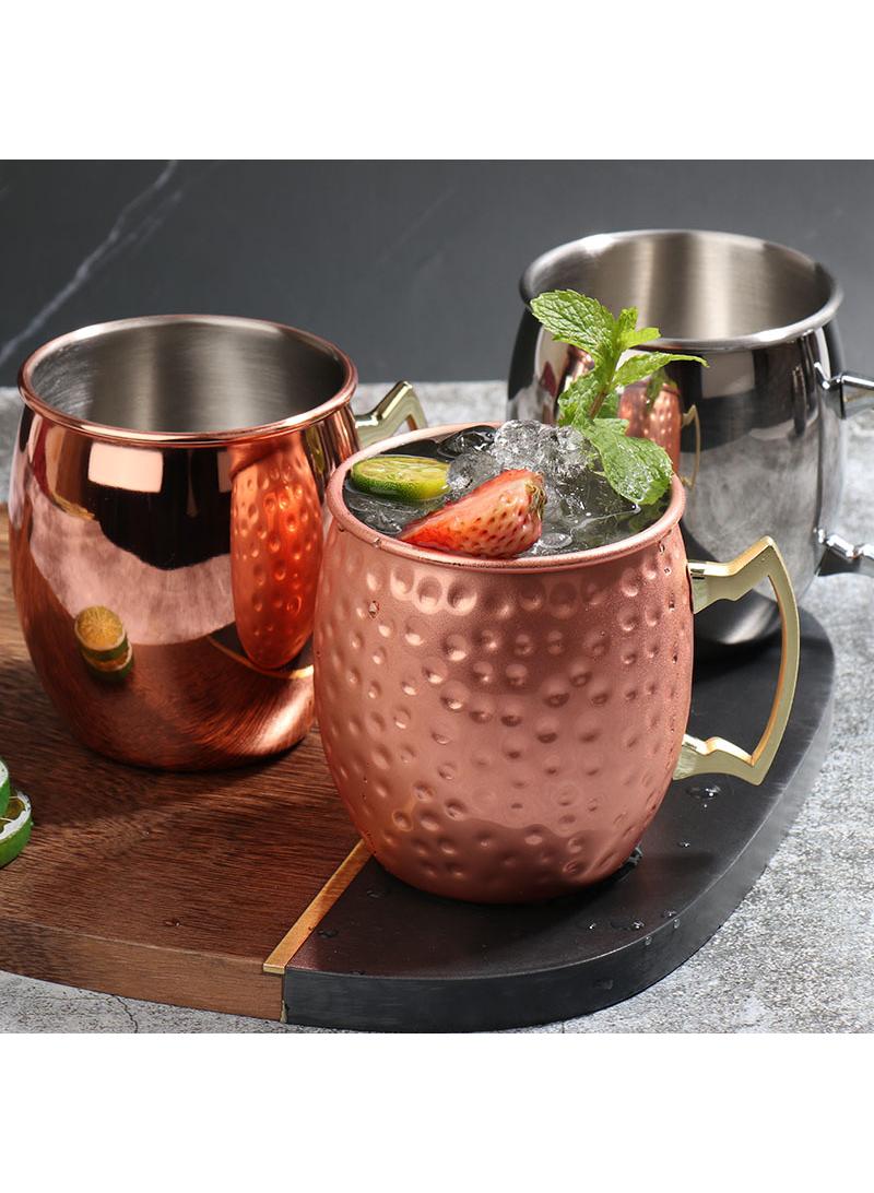 general 3 قطع من أكواب موسكو مول المصنوعة من الفولاذ المقاوم للصدأ والمطروقة بالنحاس وكوب شرب مثلج باللون الذهبي الوردي/الفضي بسعة 530 مل - Image 1