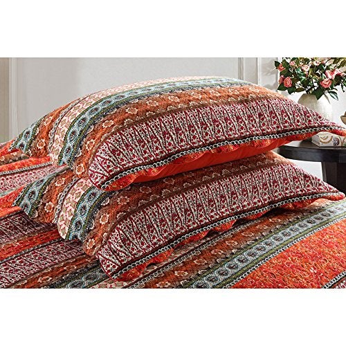 NEWLAKE Striped Classical Cotton 3-Piece Patchwork Bedspread Quilt Sets, Queen Size - Image 4