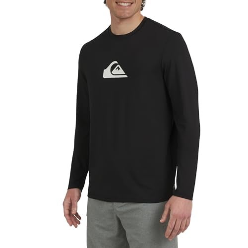 Quiksilver Mens Swimwear Regular Fit UPF 50 Long Sleeve Sun Tee Rash Guard Shirt Black Medium - Image 1
