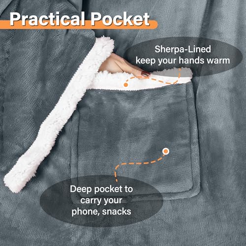 Catalonia Sherpa Wearable Blanket with Sleeves Arms, Comfy Sleeved TV Wrap Blanket, Large Snuggly Throw for Women and Men, Gift for Her - Image 5
