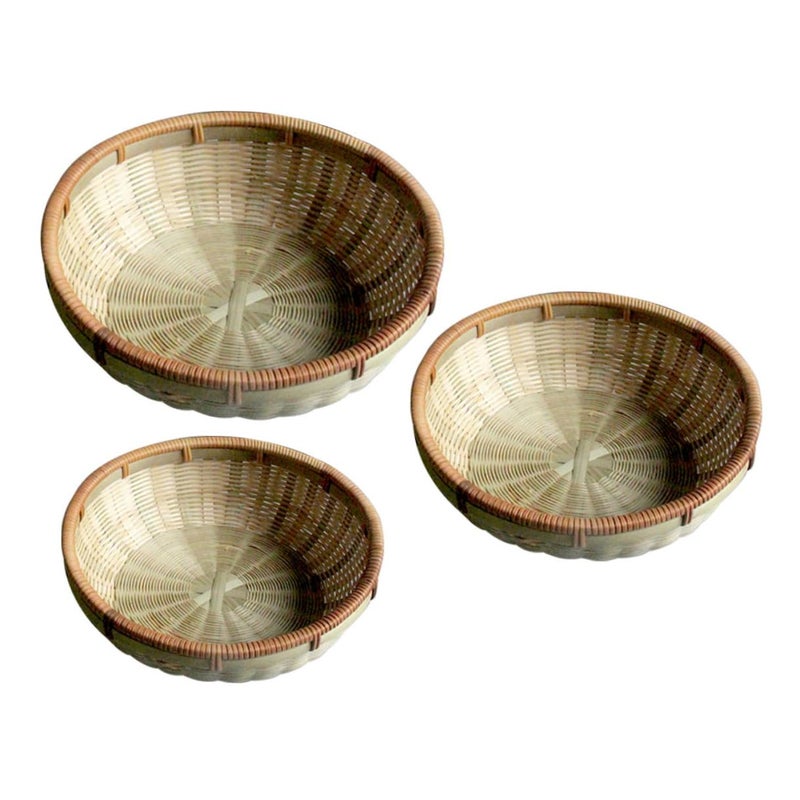 Woven Kitchen Basket Set for Food Storage and Fruit Drying 3 Pieces - Image 2