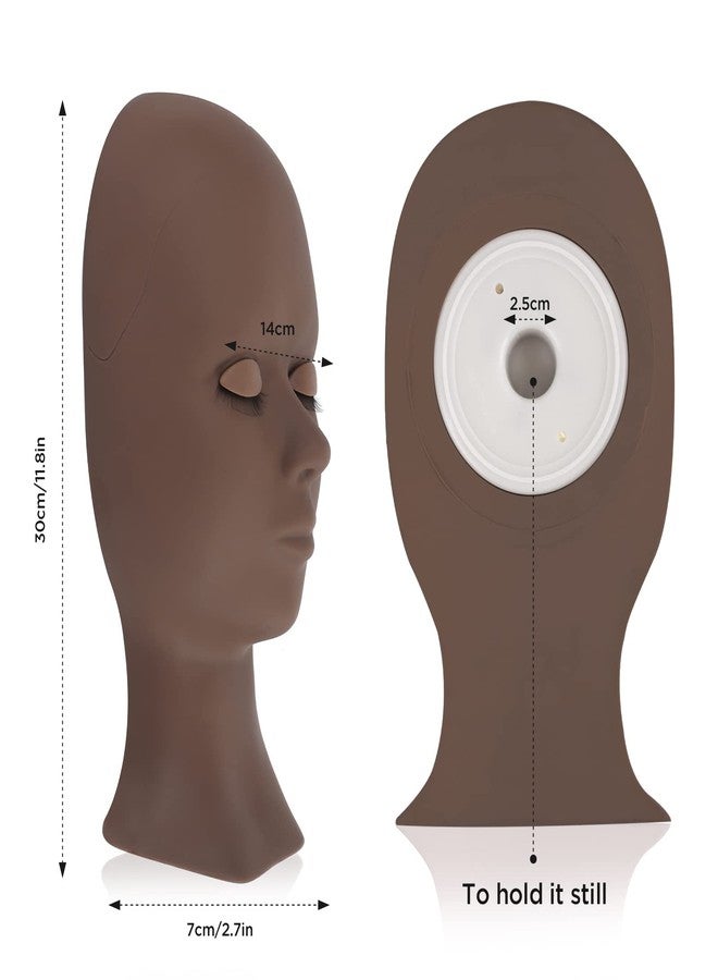 LASHVIEW Lash Mannequin Head,Replaced Eyelids Mannequin Head, For Lash Extension Practice, with 4 Pairs Replaced Eyelids, Makeup Soft-Touch Rubber Practice Head, Black Color - Image 5