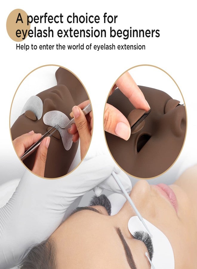 LASHVIEW Lash Mannequin Head,Replaced Eyelids Mannequin Head, For Lash Extension Practice, with 4 Pairs Replaced Eyelids, Makeup Soft-Touch Rubber Practice Head, Black Color - Image 2