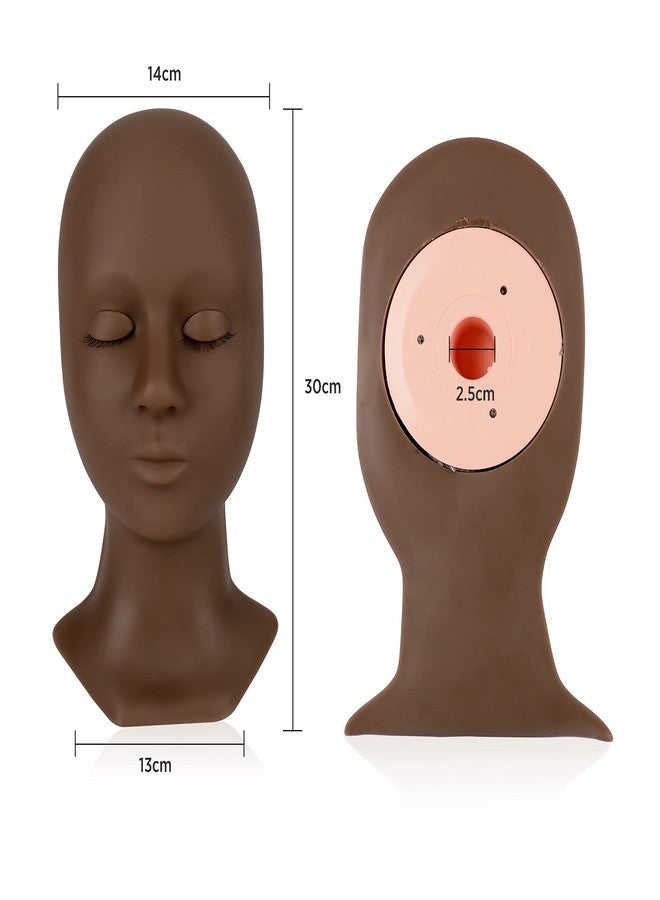 LASHVIEW Lash Mannequin Head,Replaced Eyelids Mannequin Head, For Lash Extension Practice, with 4 Pairs Replaced Eyelids, Makeup Soft-Touch Rubber Practice Head, Black Color - Image 4