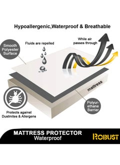 ROBUST Robust Ultimate Protection Mattress Encasement–Fitted Waterproof Mattress Protector, Soft, Noiseless, Hypoallergenic, Durable With (120x200+30cm) Deep Pocket for a Comfortable Sleep-Single Size  - Image 2